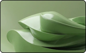 An abstract green image with organic shapes, representing sustainability and green transformation training.